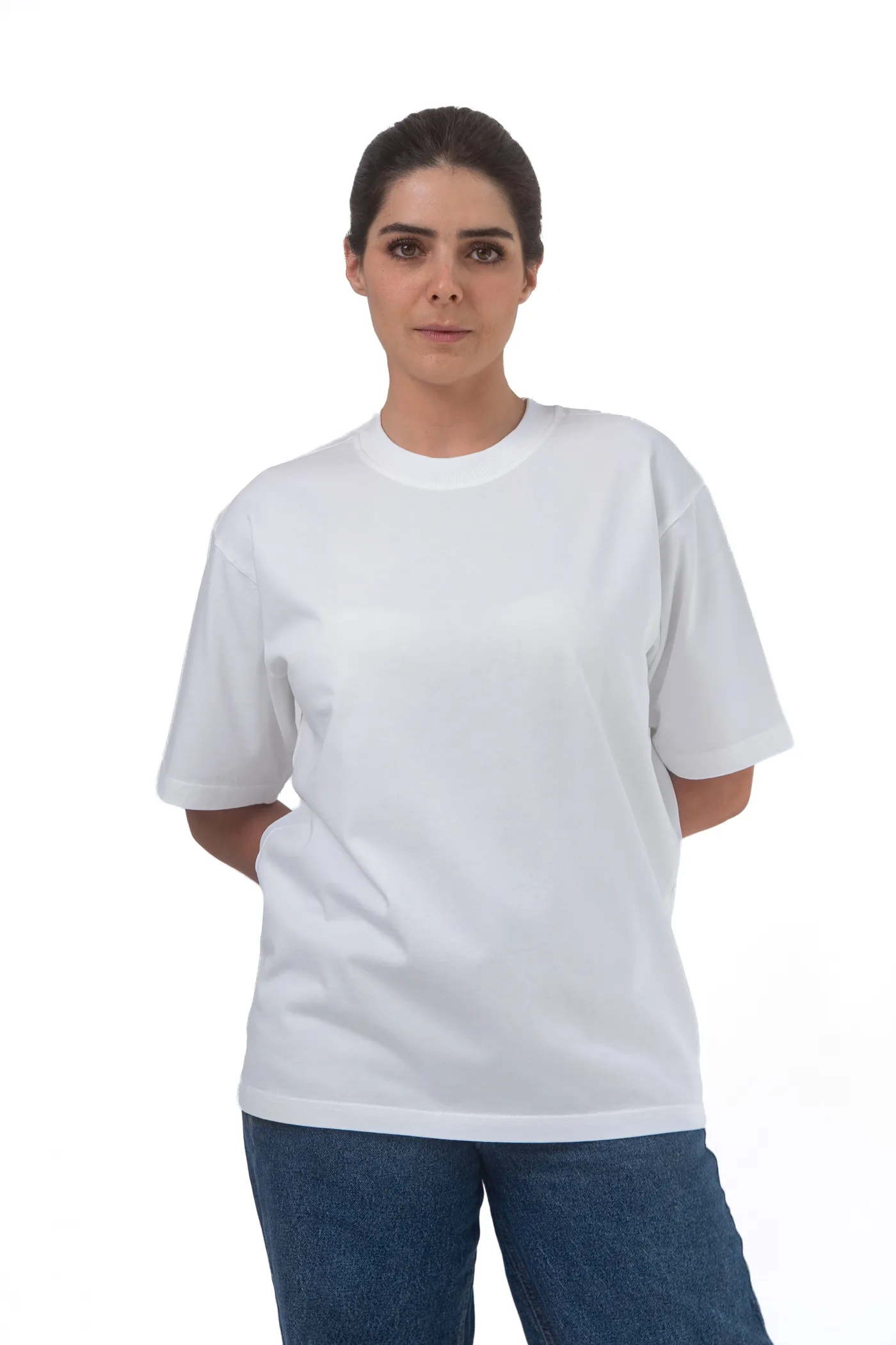 Playera blanca oversize MexCrew, vista frontal